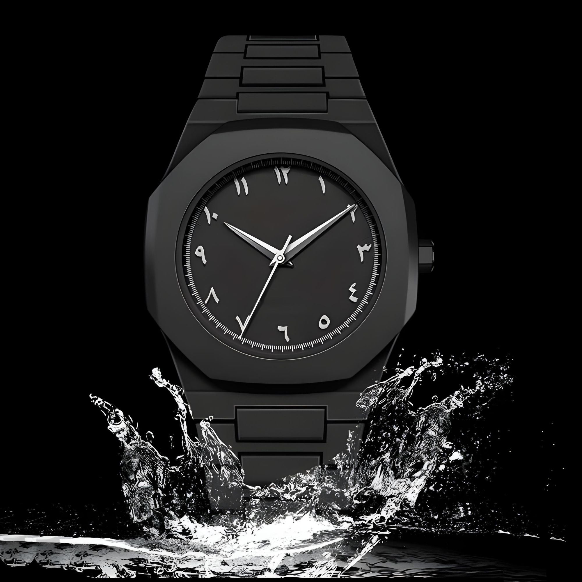 Black Arabic Aura Watch For Men β Elegant Design, Arabic Numerals, Premium Quartz Movement
