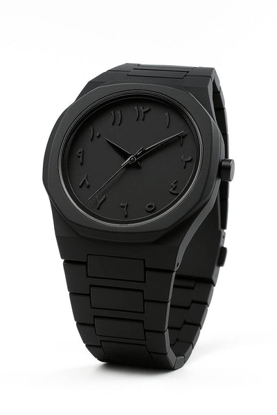 Black Arabic Aura Watch For Men – Elegant Design, Arabic Numerals, Premium Quartz Movement