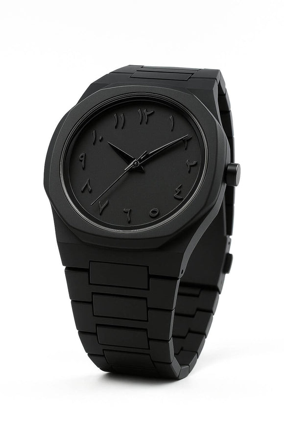 Black Arabic Aura Watch For Men – Elegant Design, Arabic Numerals, Premium Quartz Movement