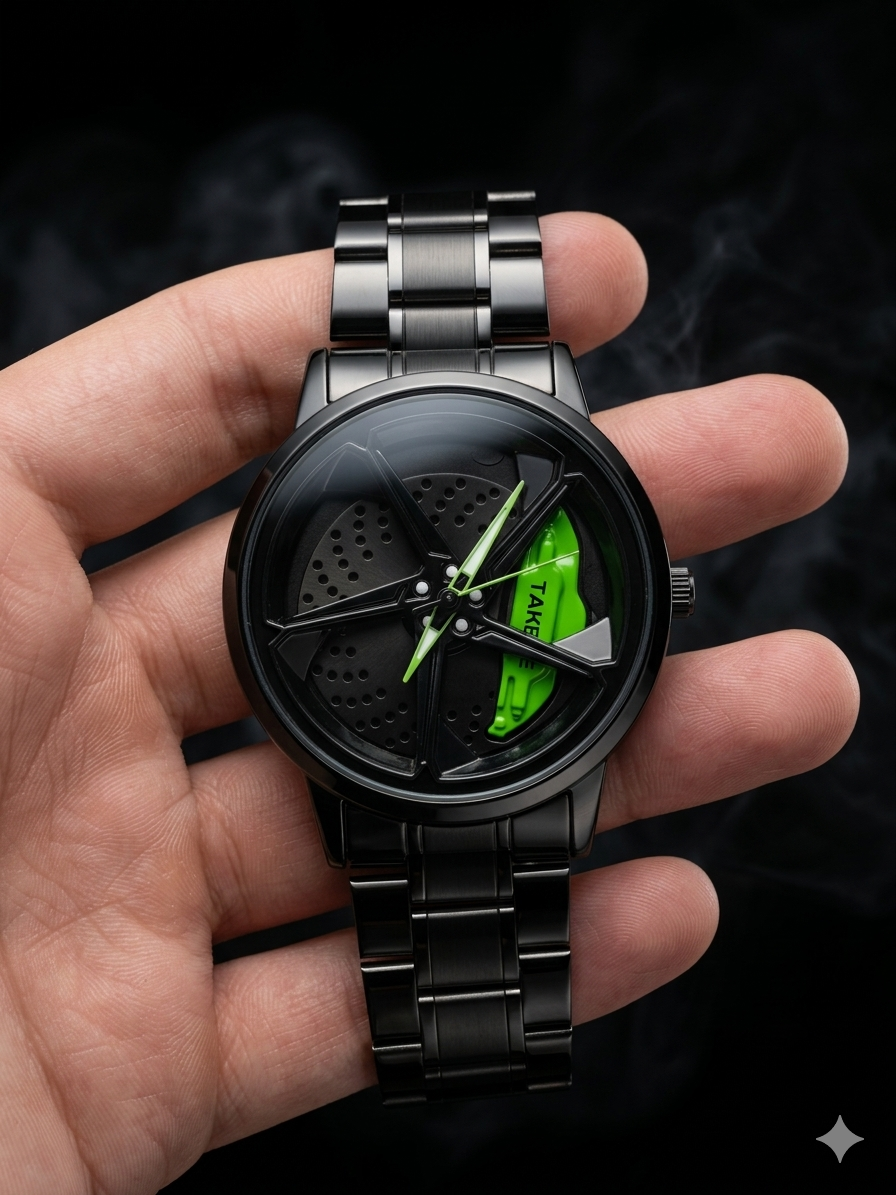 Wheel Watch Rotation Wheel Sports Car Rim Luxury Men's Watch Spinning Alloy Wheel Watch for Boys Men Creative Fashion Men Stainless Steel & Leather Straps Watch Amazing Smart Watch