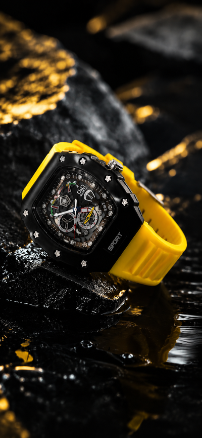 Futross Premium Quartz Sports Watch – Black & Yellow