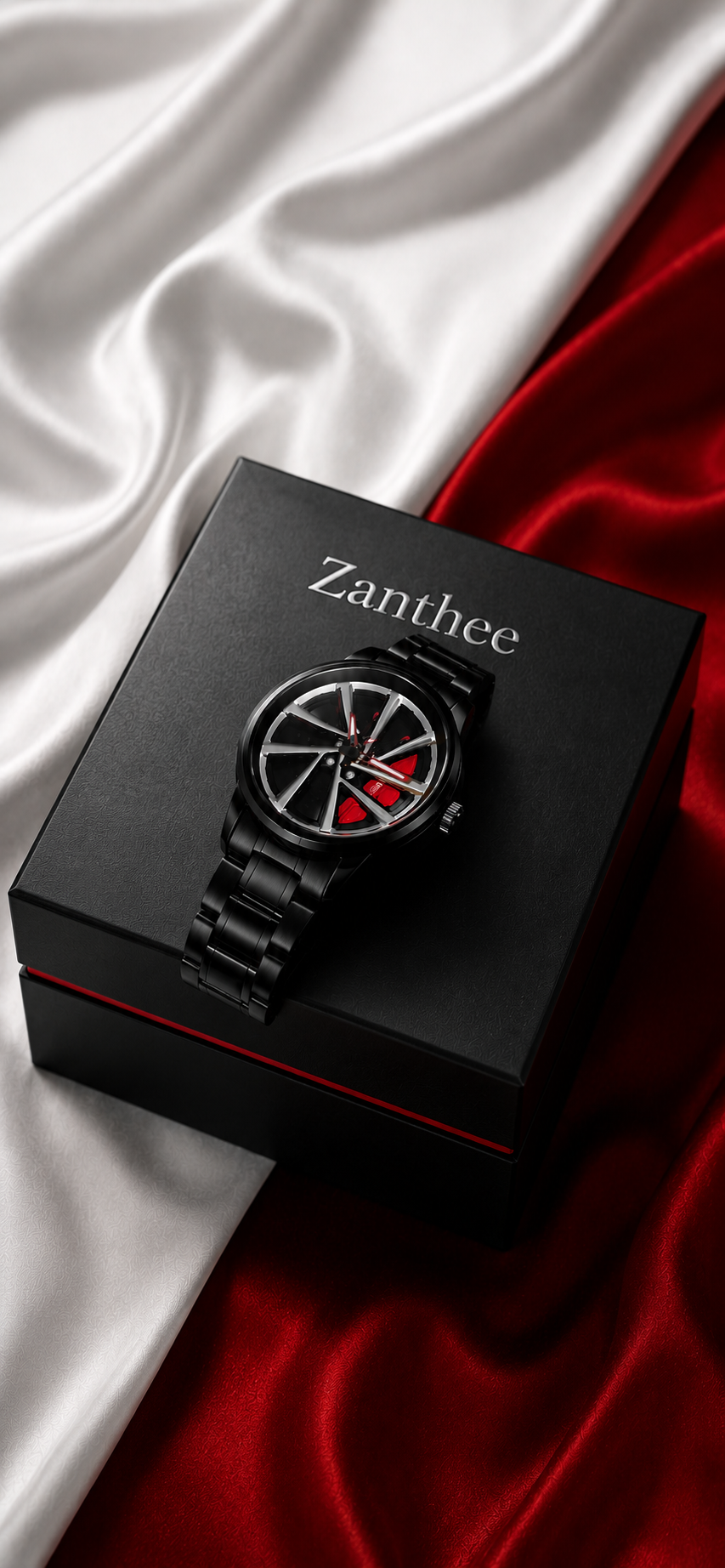 Luxury Sports Car Rim Watch – Black Stainless Steel