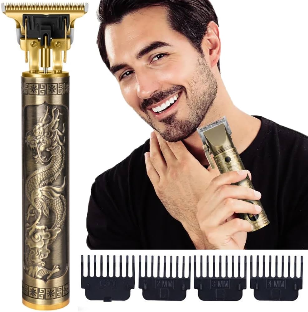 Vintage T9 Trimmer Professional Dragon Style Metal Rechargeable Electric Hair Clipper Cutting Machine Professional Hair Barber Trimmer For Men