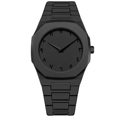 Black Arabic Aura Watch For Men – Elegant Design, Arabic Numerals, Premium Quartz Movement